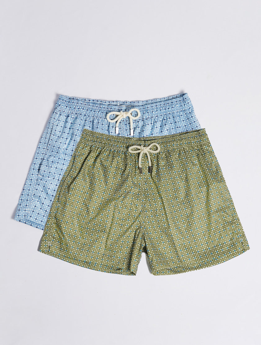 2 x Swim Shorts - Blue | Green Mosaic