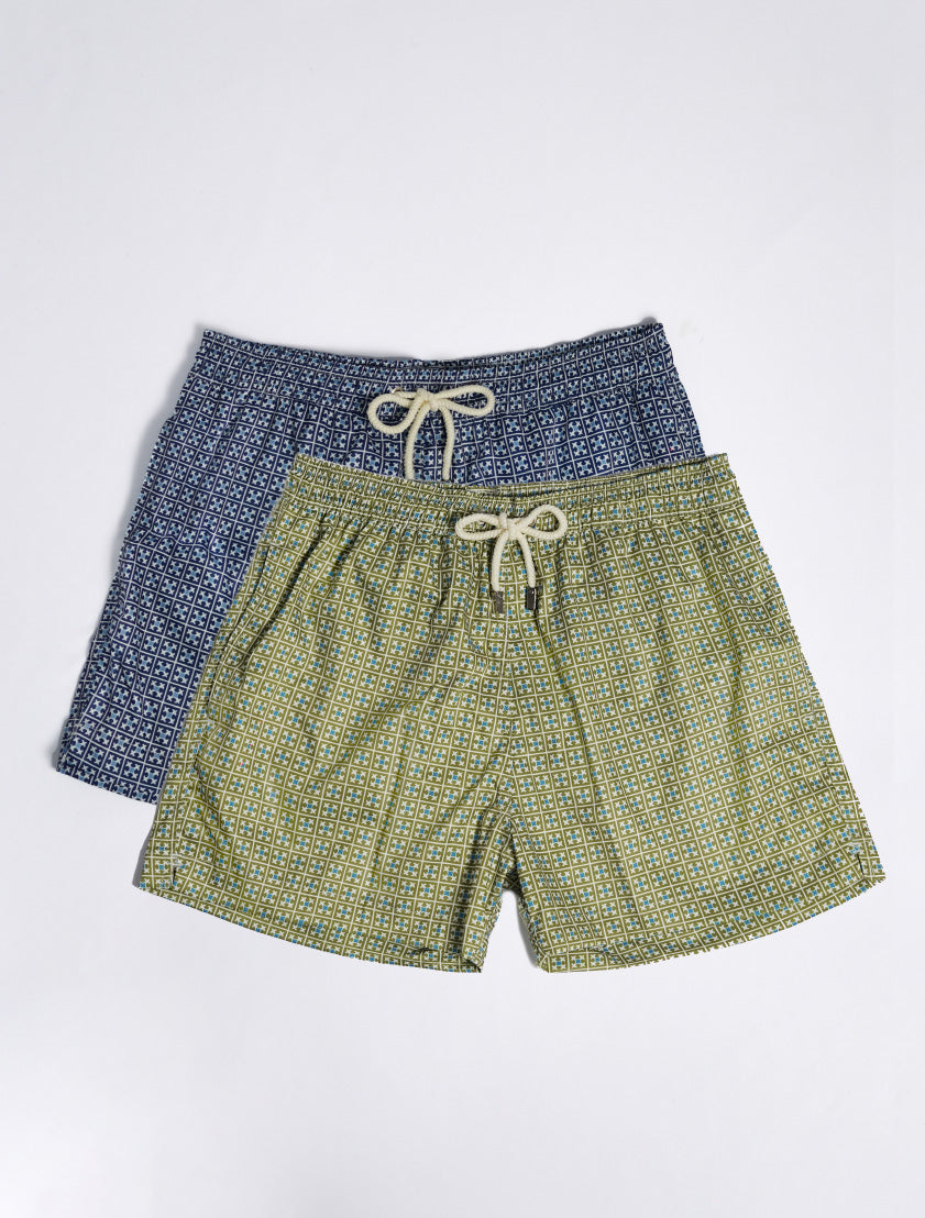 2 x Swim Shorts - Green | Blue Mosaic