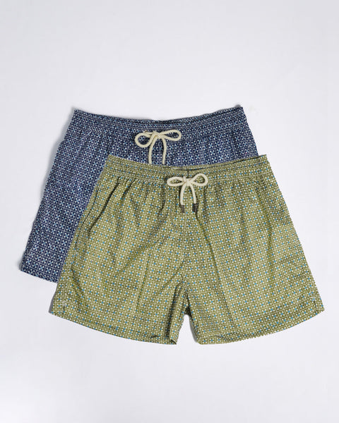 2 x Swim Shorts - Green | Blue Mosaic