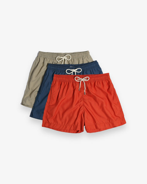 3 x Swim Shorts | Greige + Blue + Terracota